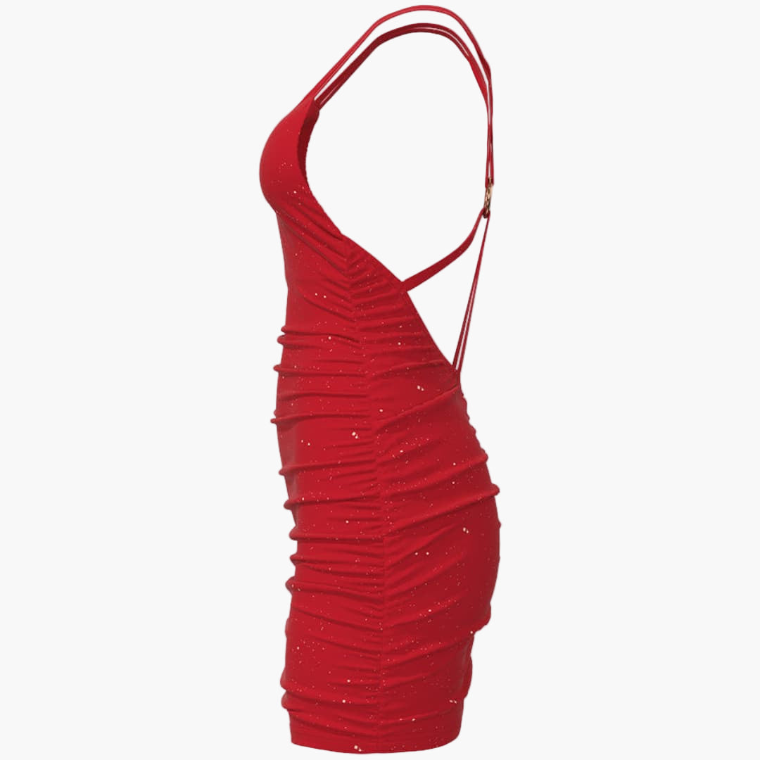 Robe pour femme avec bretelles fines et extérieur pailleté