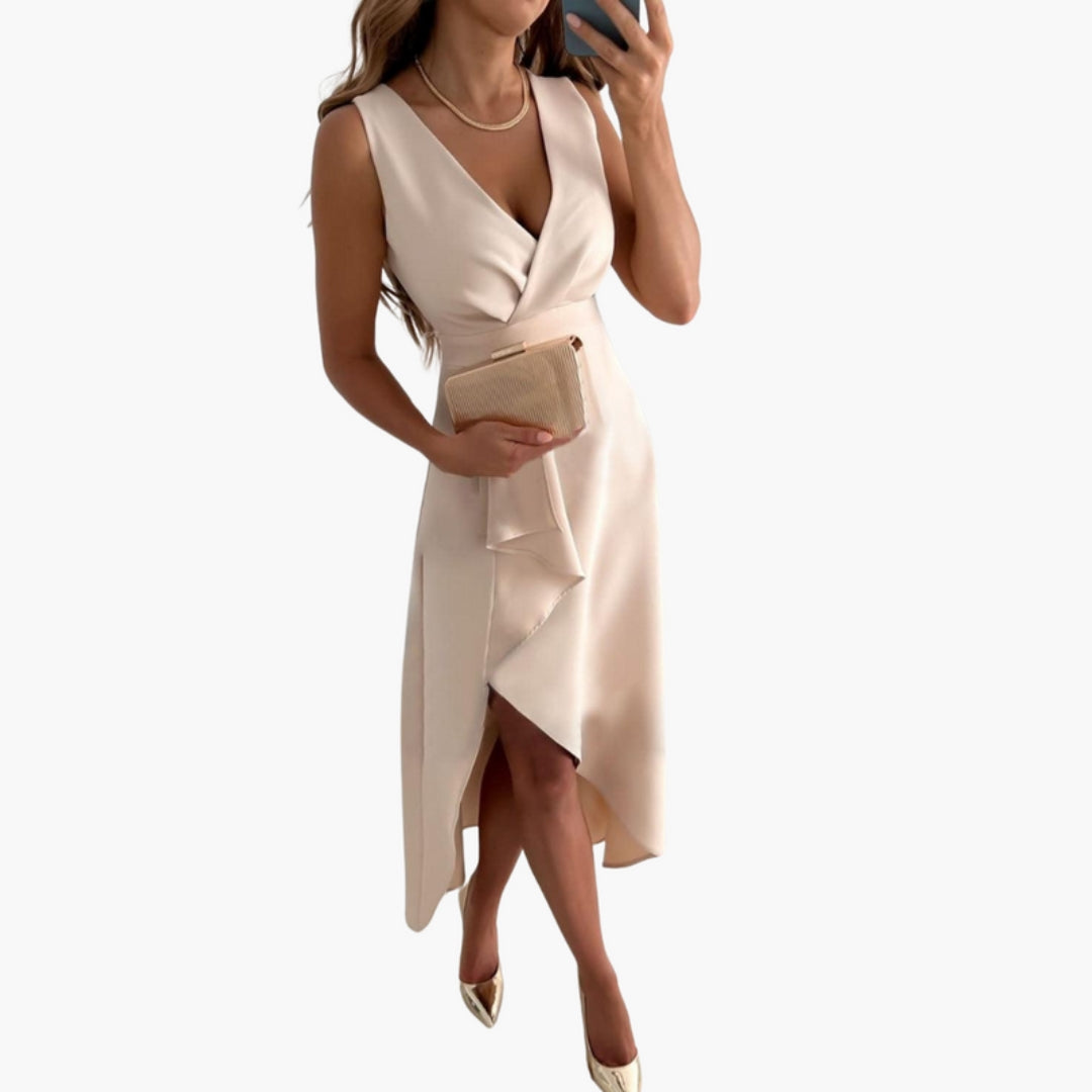 Robe pour femme avec encolure en V et devant croisé