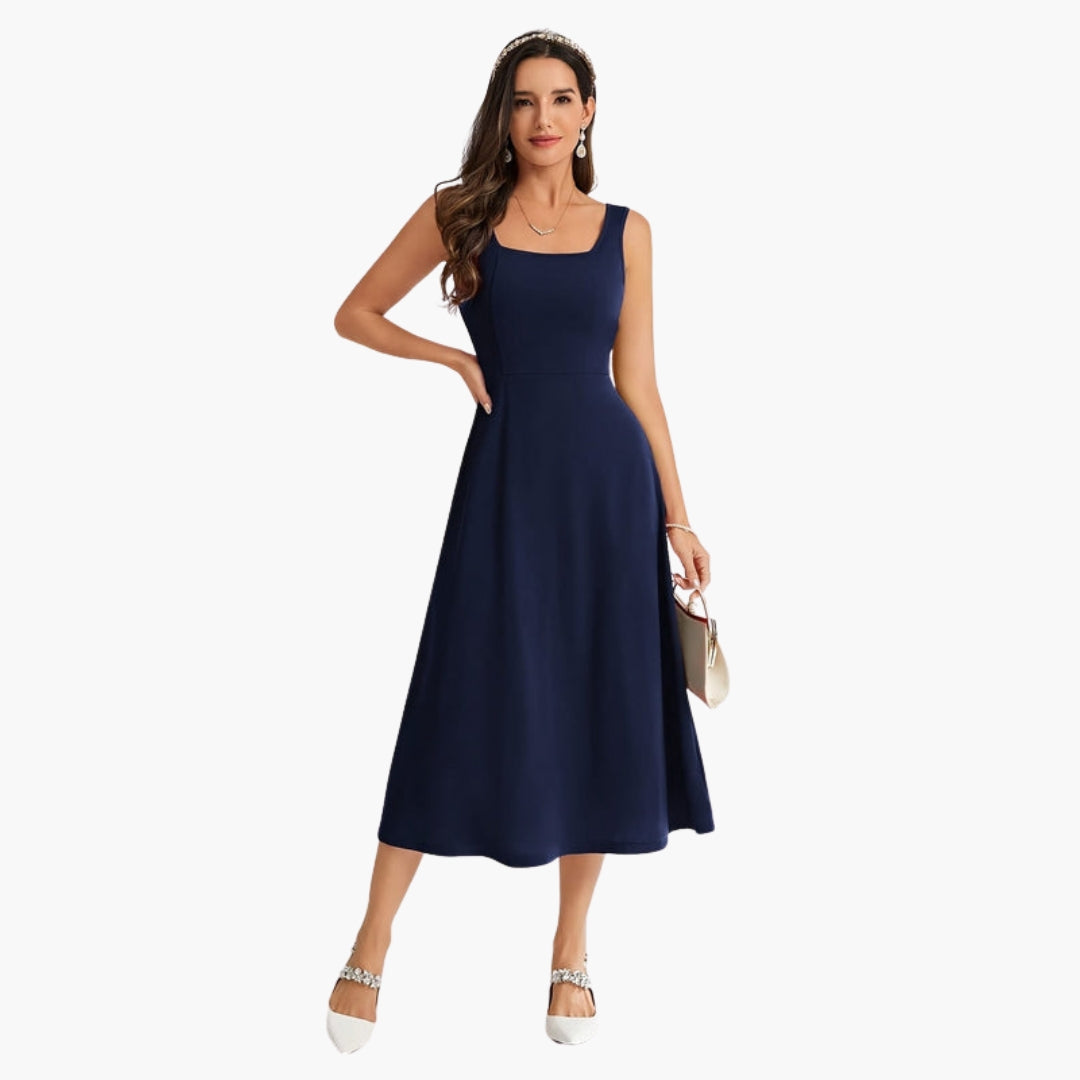 Robe sans manches femme avec encolure carrée