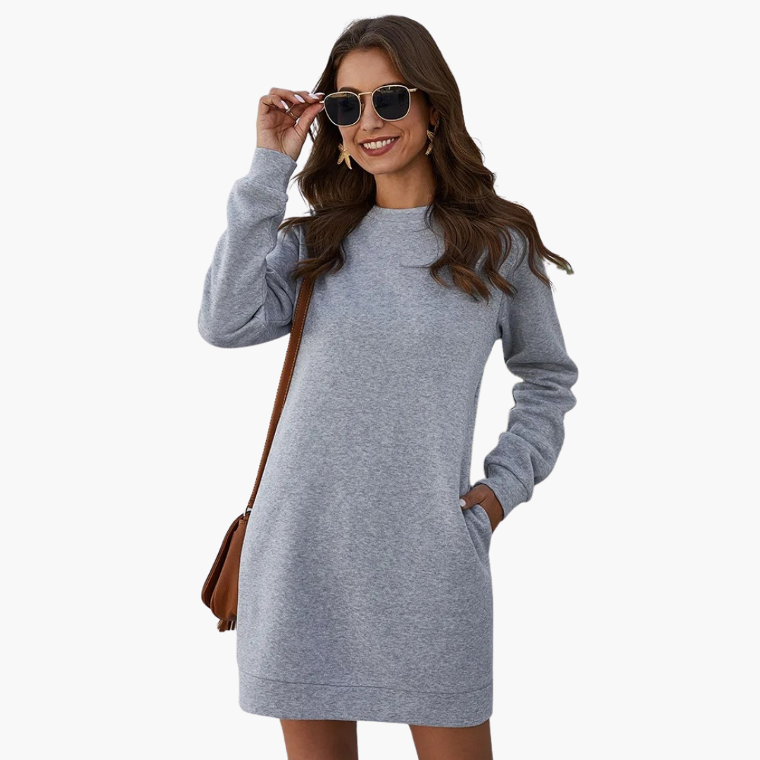 Robe sweat pour femme à manches longues avec poches