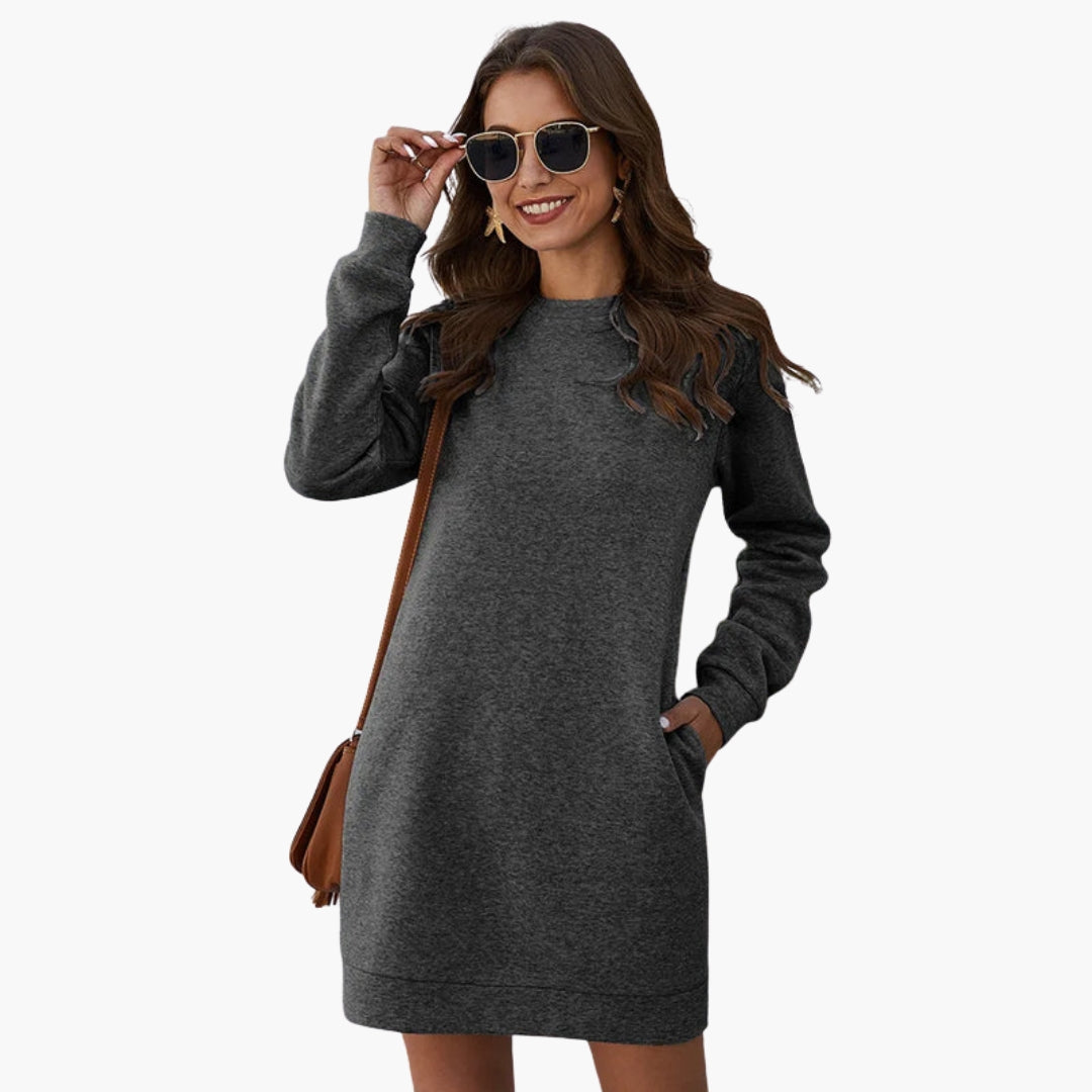 Robe sweat pour femme à manches longues avec poches