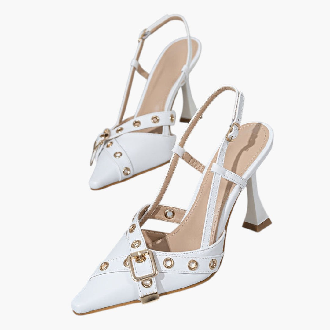 Sandales Confortable Femme a Talon Aiguille et Boucle Métallique