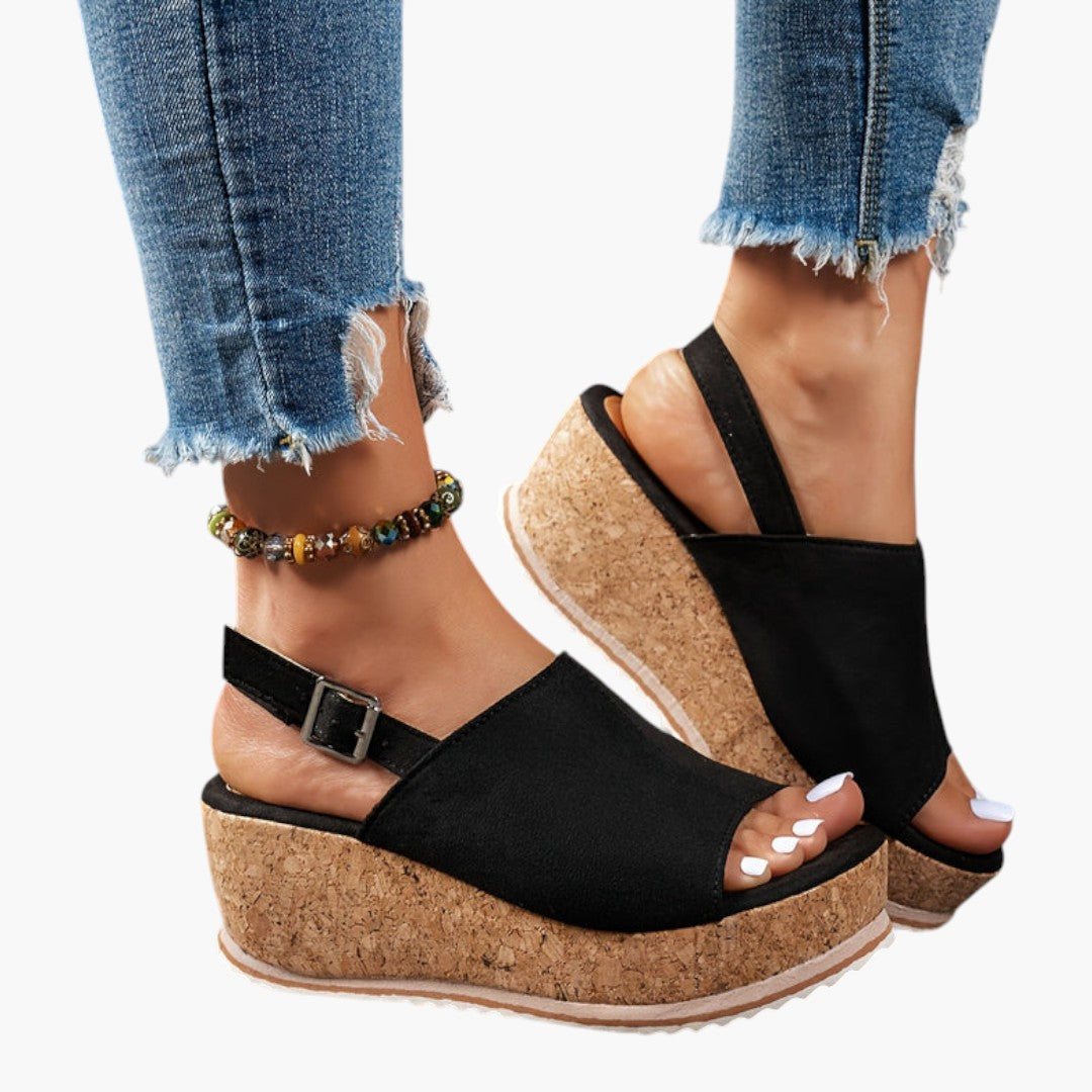 Sandales Femme Plateforme avec Boucle Ajustable et Semelle EVA