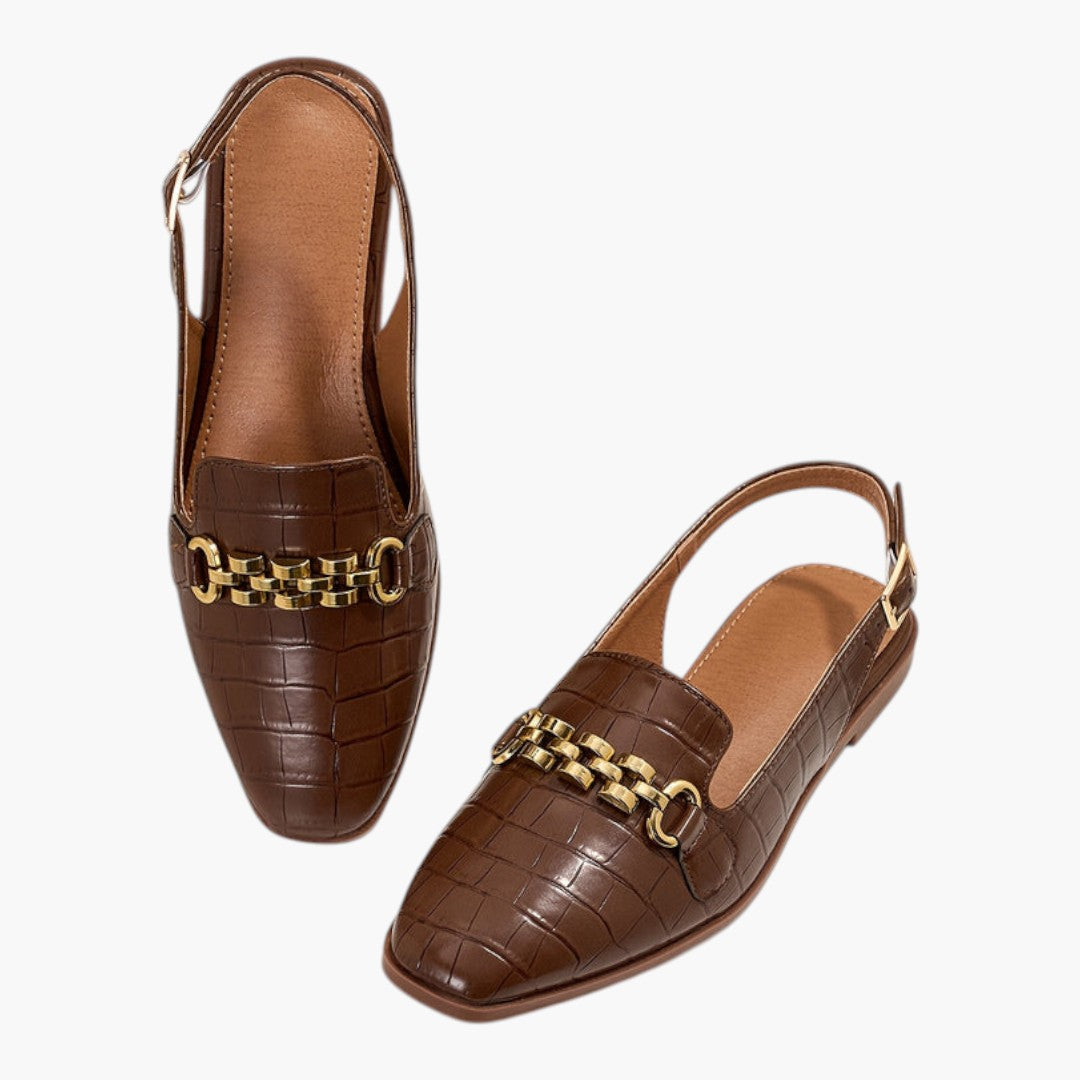 Dames sandalen met vierkante neus en metalen gesp