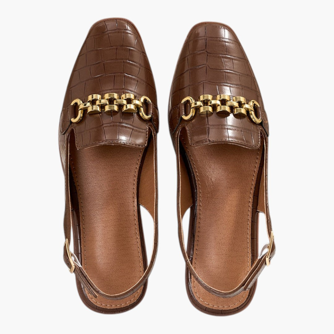 Dames sandalen met vierkante neus en metalen gesp