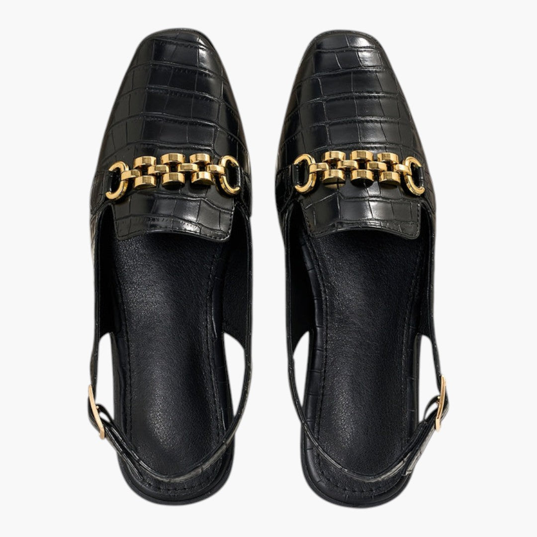 Dames sandalen met vierkante neus en metalen gesp