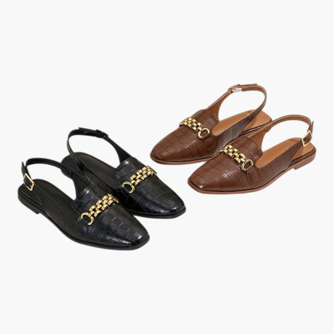 Dames sandalen met vierkante neus en metalen gesp