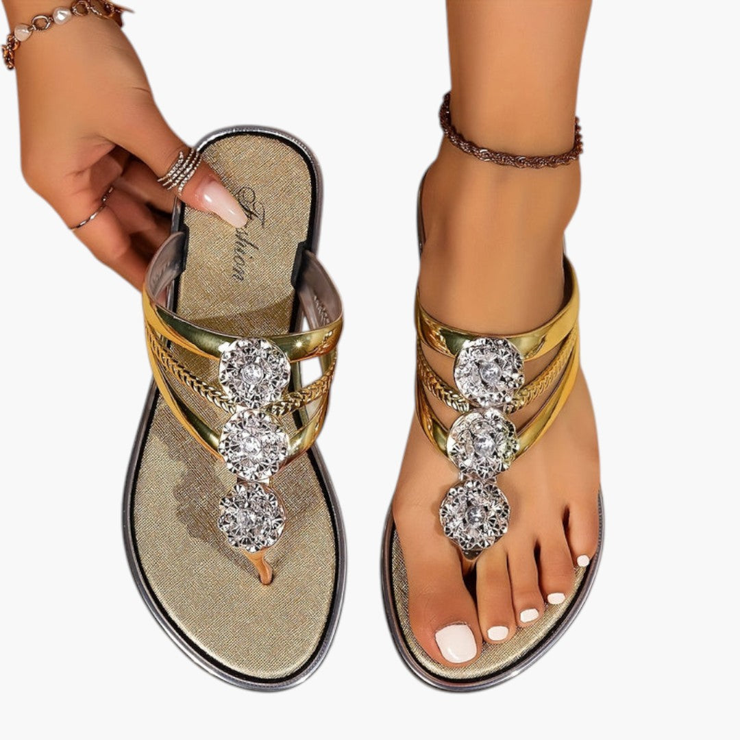 Sandales Femme avec Brides Ornées et Semelle Rembourrée