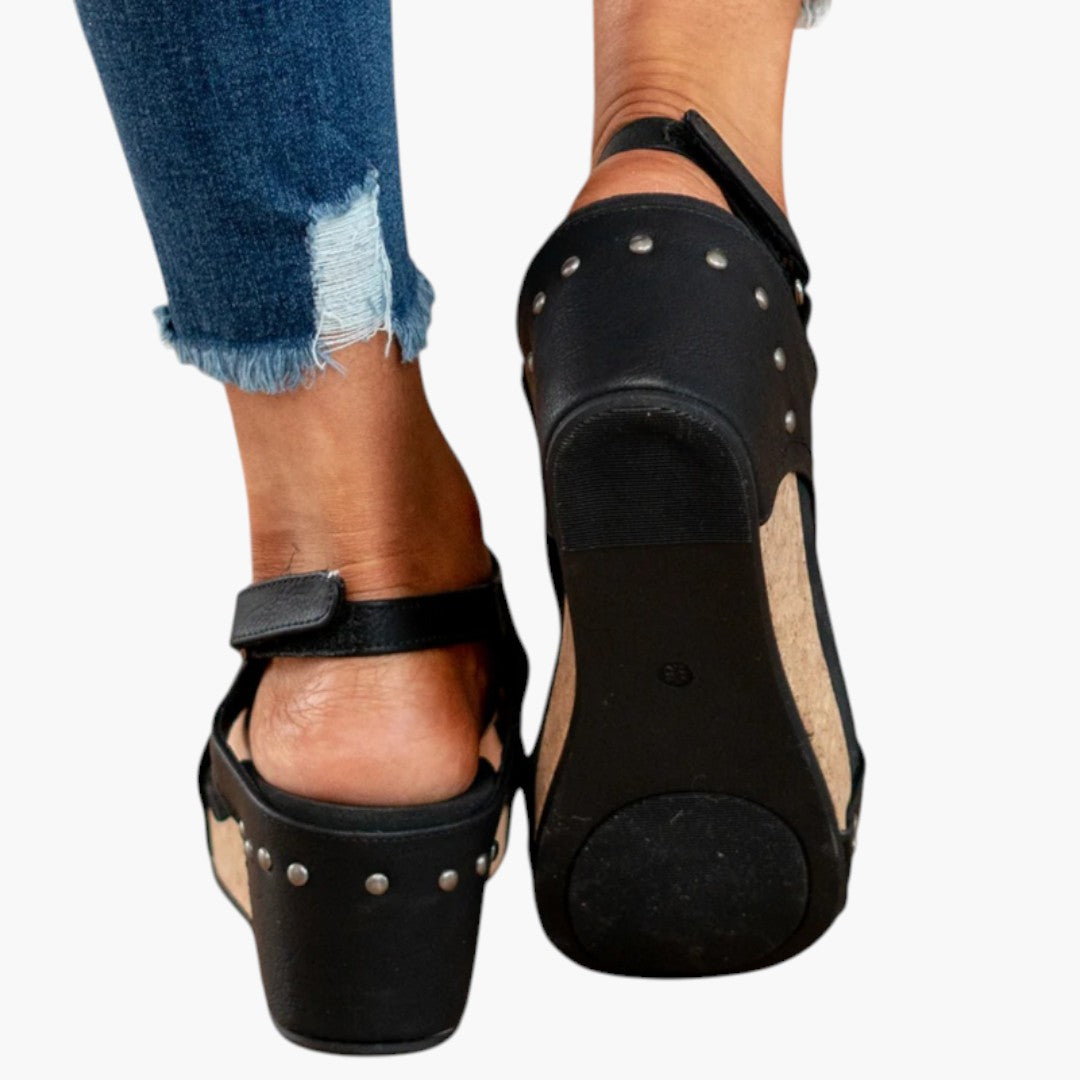 Sandali donna con tacco compensato e cinturini elastici