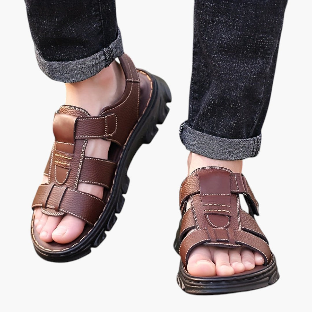 Sandales Homme avec Bout Ouvert et Fermeture Ajustable