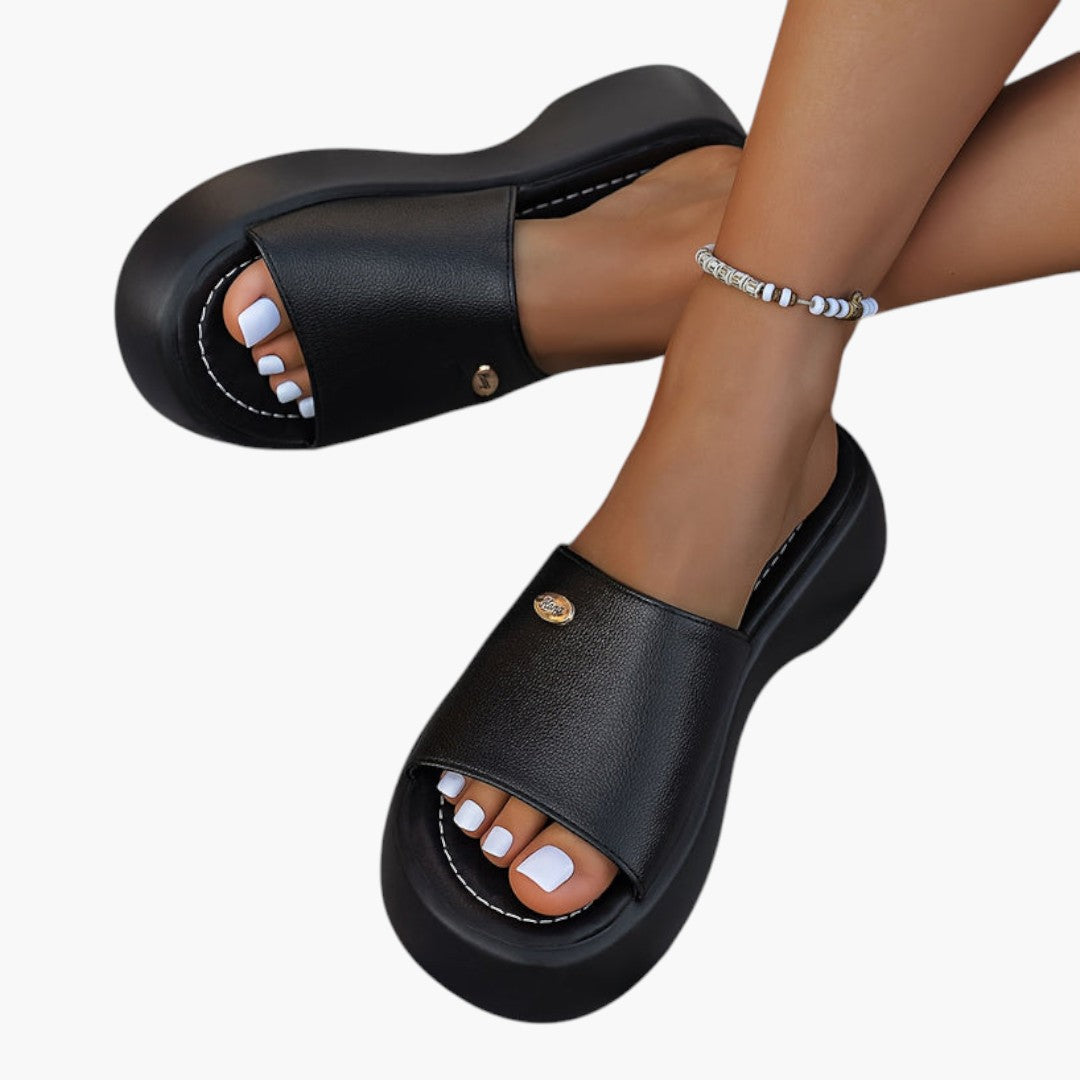 Sandales Plateforme Femme avec Bout Ouvert et Semelle PU