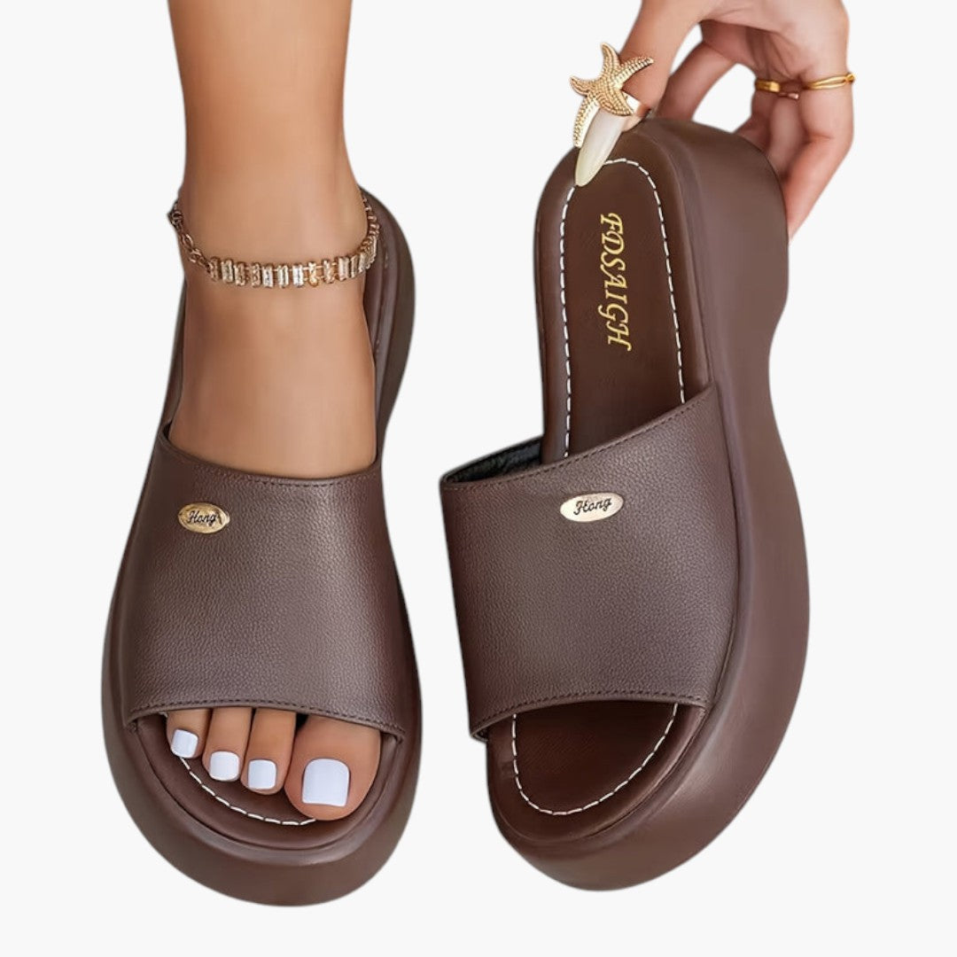 Sandales Plateforme Femme avec Bout Ouvert et Semelle PU