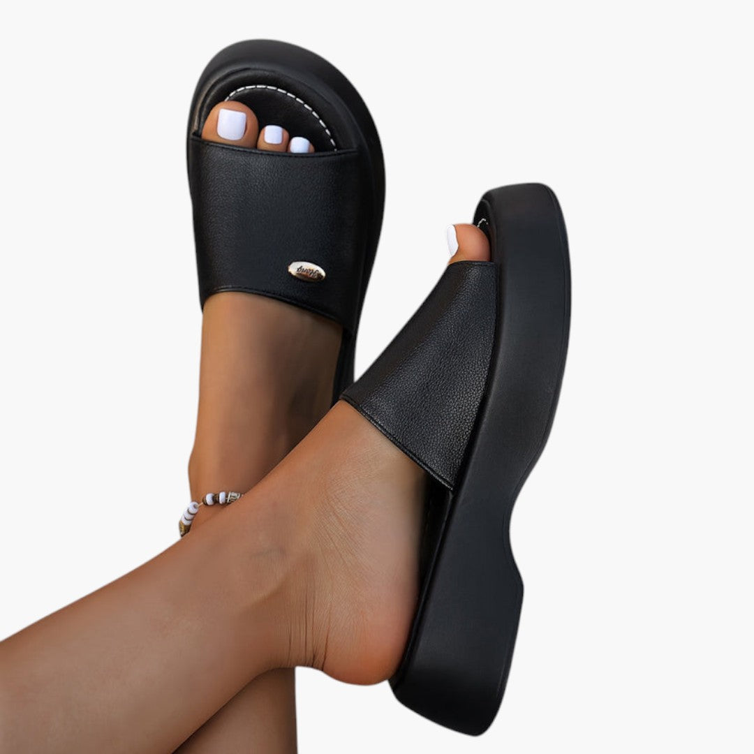 Sandales Plateforme Femme avec Bout Ouvert et Semelle PU
