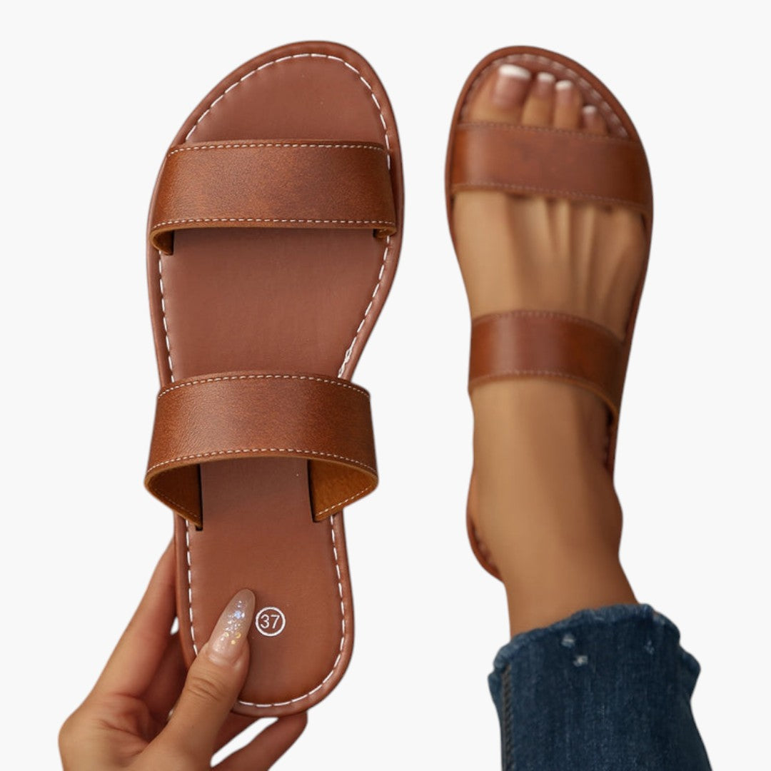 Sandales Plates Femme avec Bout Ouvert et Semelle EVA