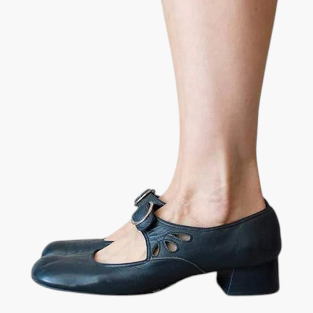 Sandales en cuir femmes a talon bas et semelle antidérapante