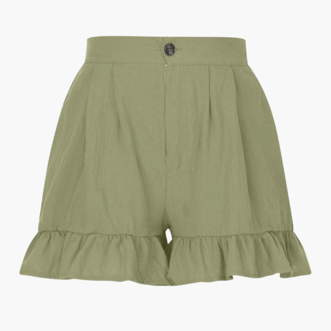 Short for Women with Wide Legs and Ruffled Hem