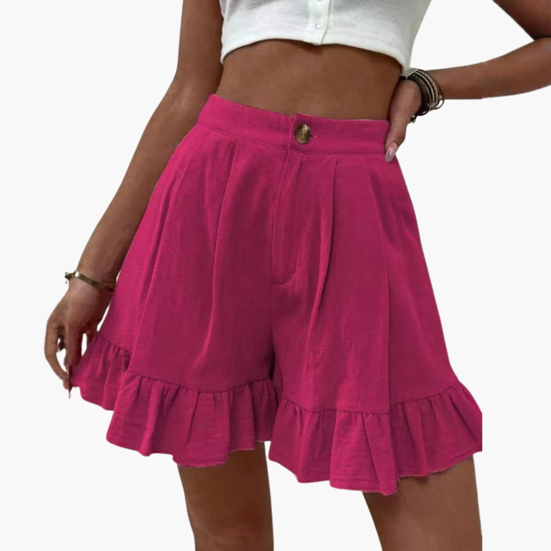 Short for Women with Wide Legs and Ruffled Hem