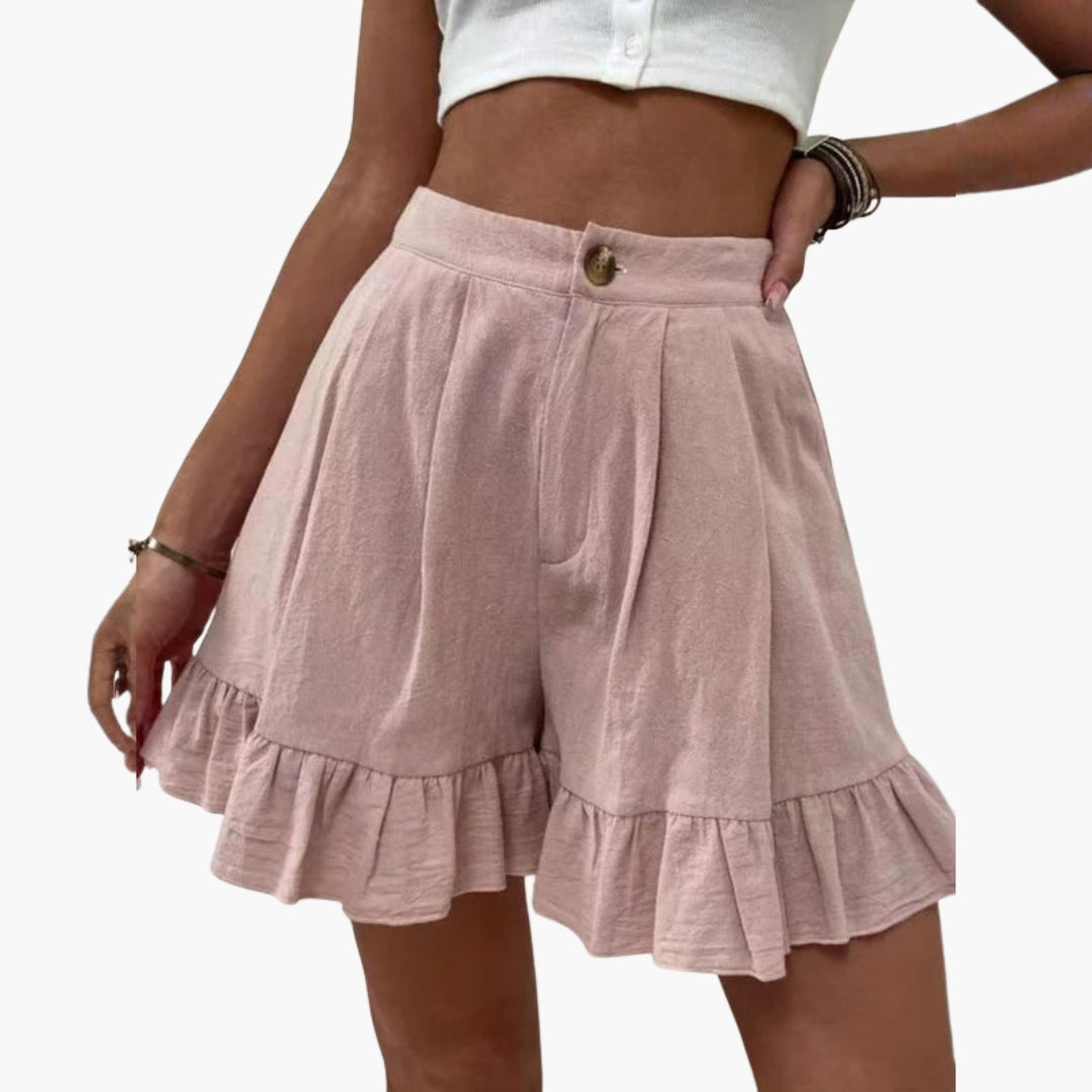 Short for Women with Wide Legs and Ruffled Hem