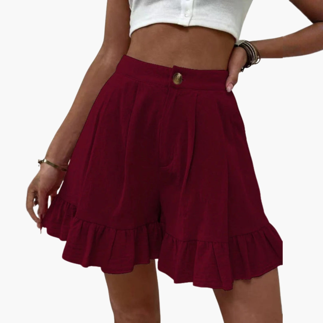 Short for Women with Wide Legs and Ruffled Hem