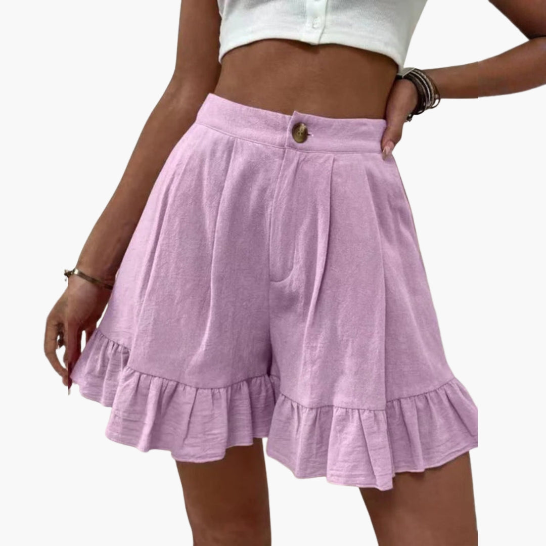 Short for Women with Wide Legs and Ruffled Hem