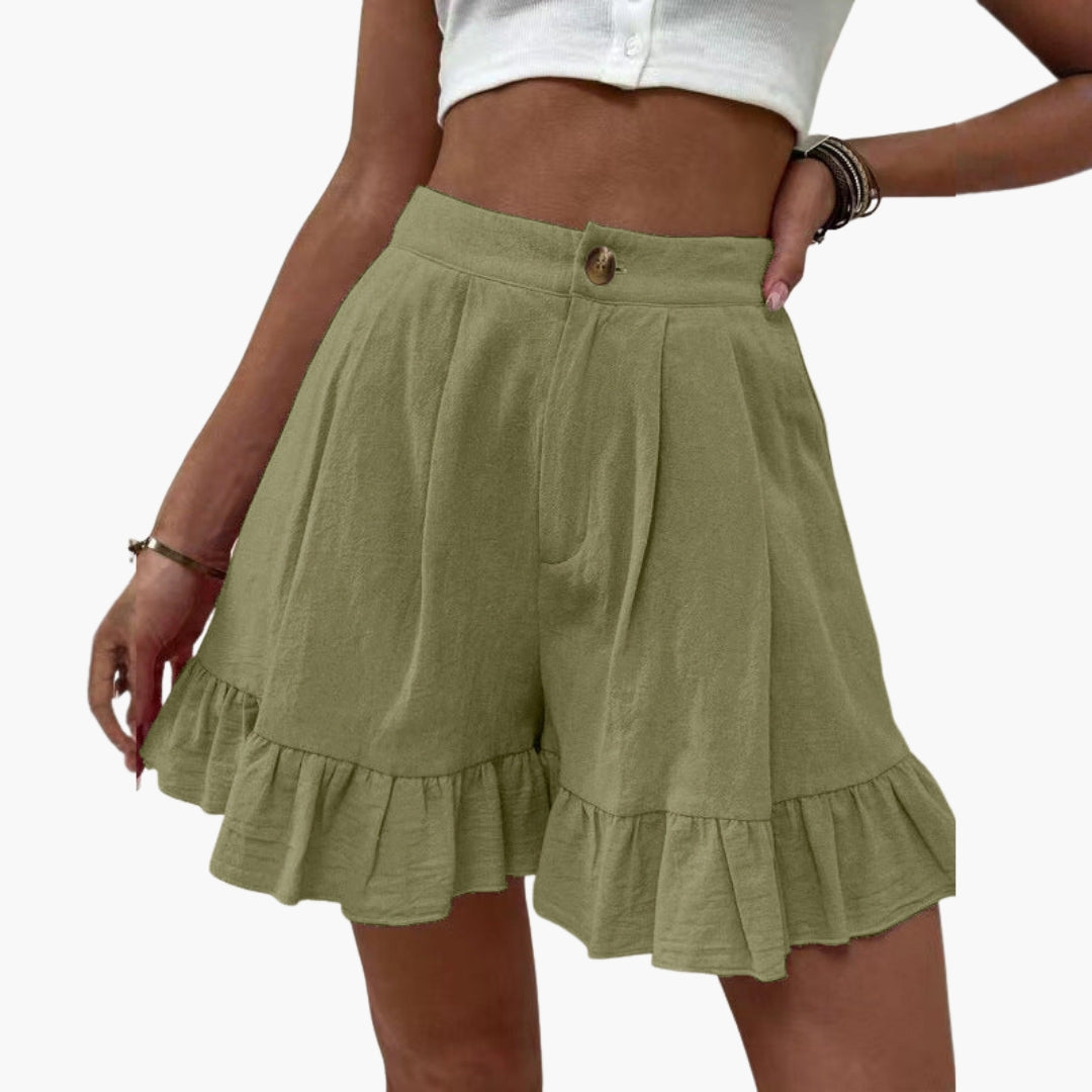 Short for Women with Wide Legs and Ruffled Hem