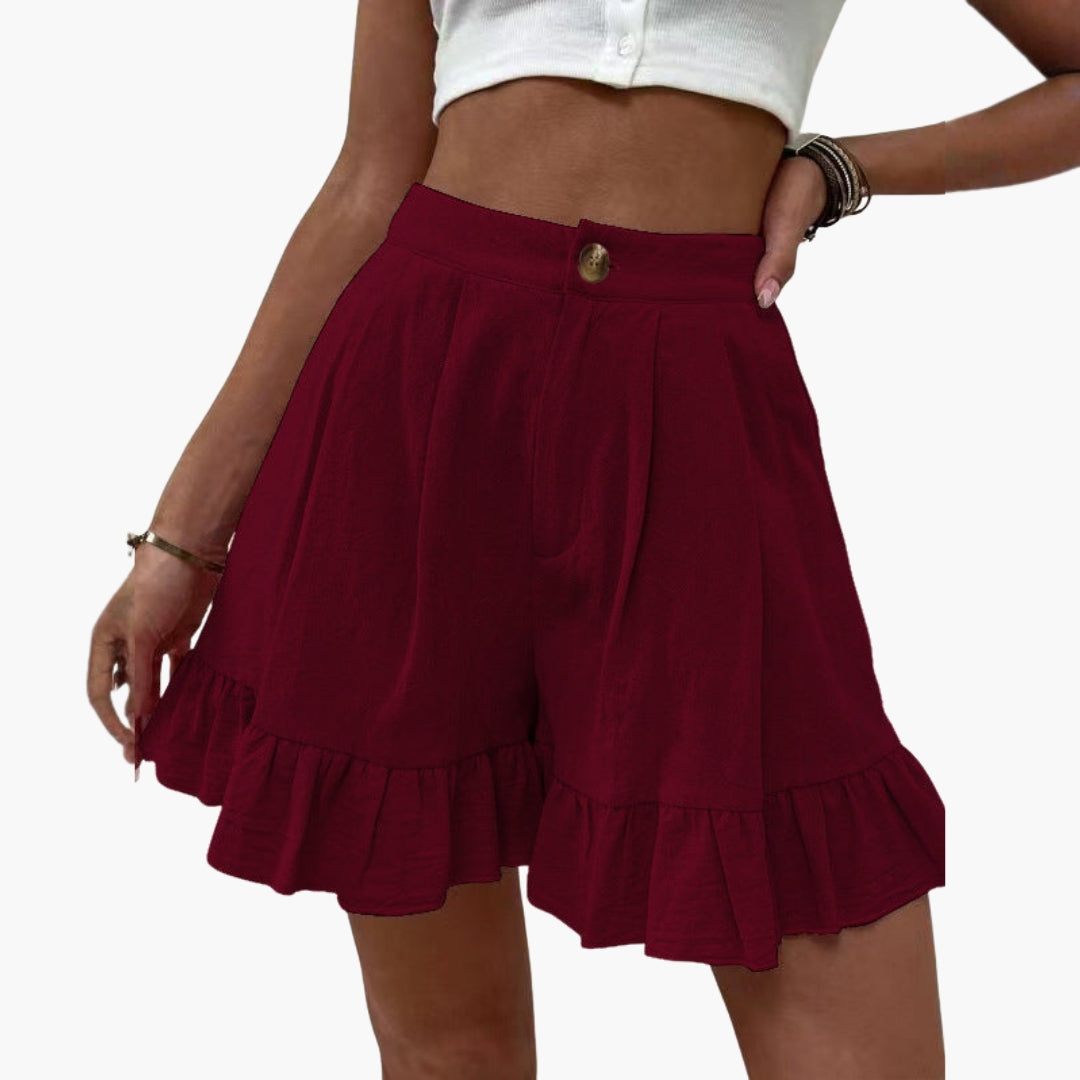 Short for Women with Wide Legs and Ruffled Hem