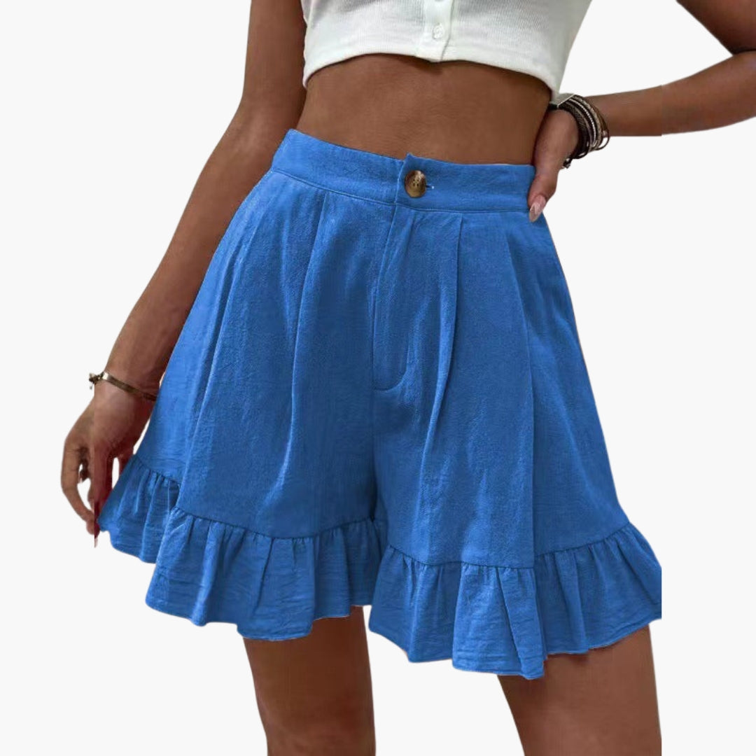Short for Women with Wide Legs and Ruffled Hem