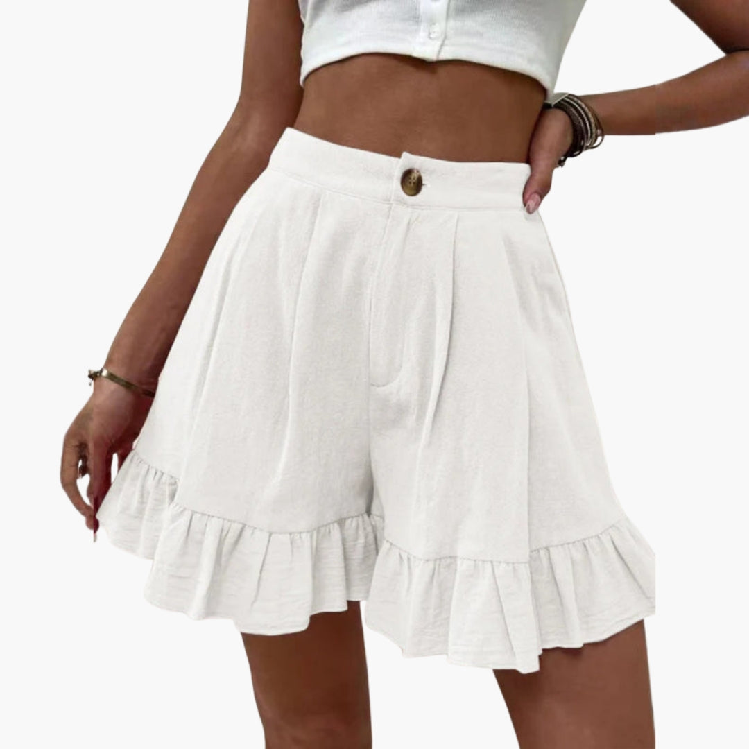 Short for Women with Wide Legs and Ruffled Hem