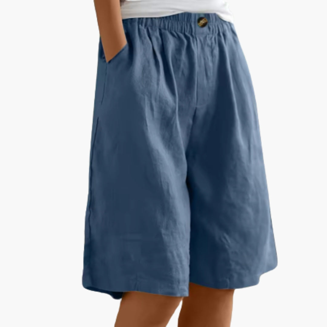 Short donna con tasche laterali e vita elastica