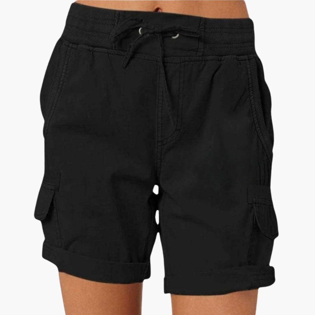 Pantaloni corti da donna con coulisse e tasche