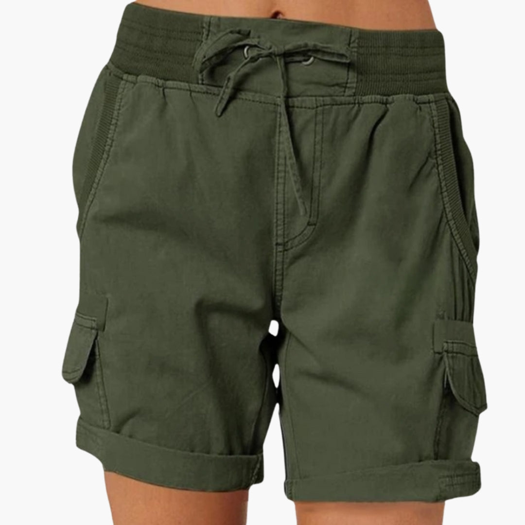 Pantaloni corti da donna con coulisse e tasche