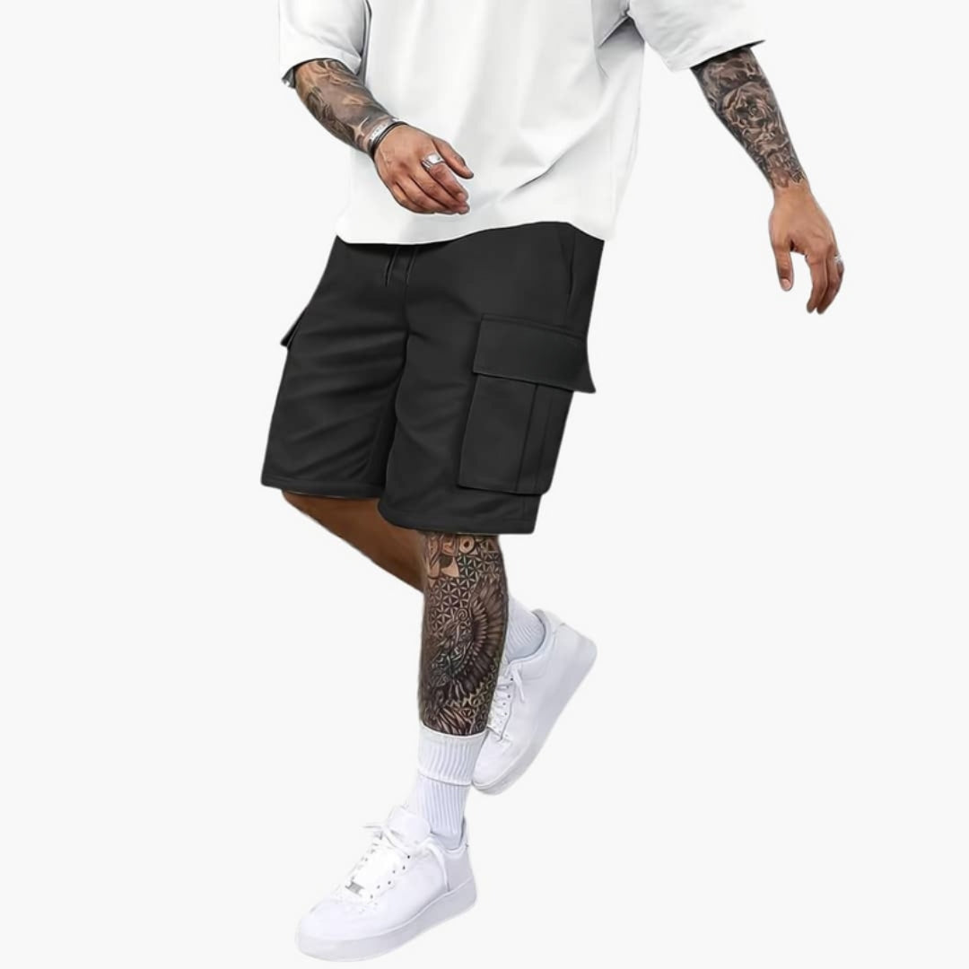 Short cargo homme a taille à cordon