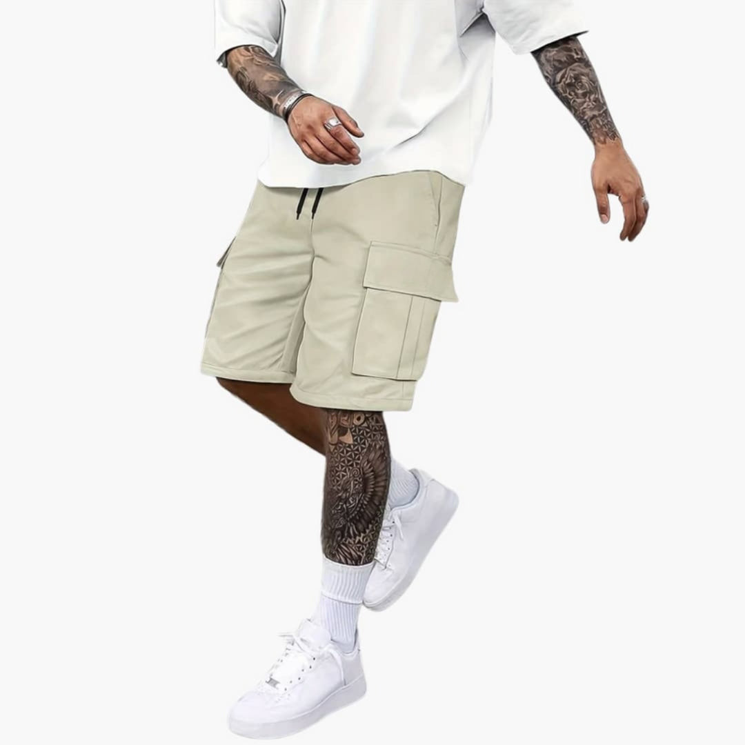 Short cargo homme a taille à cordon