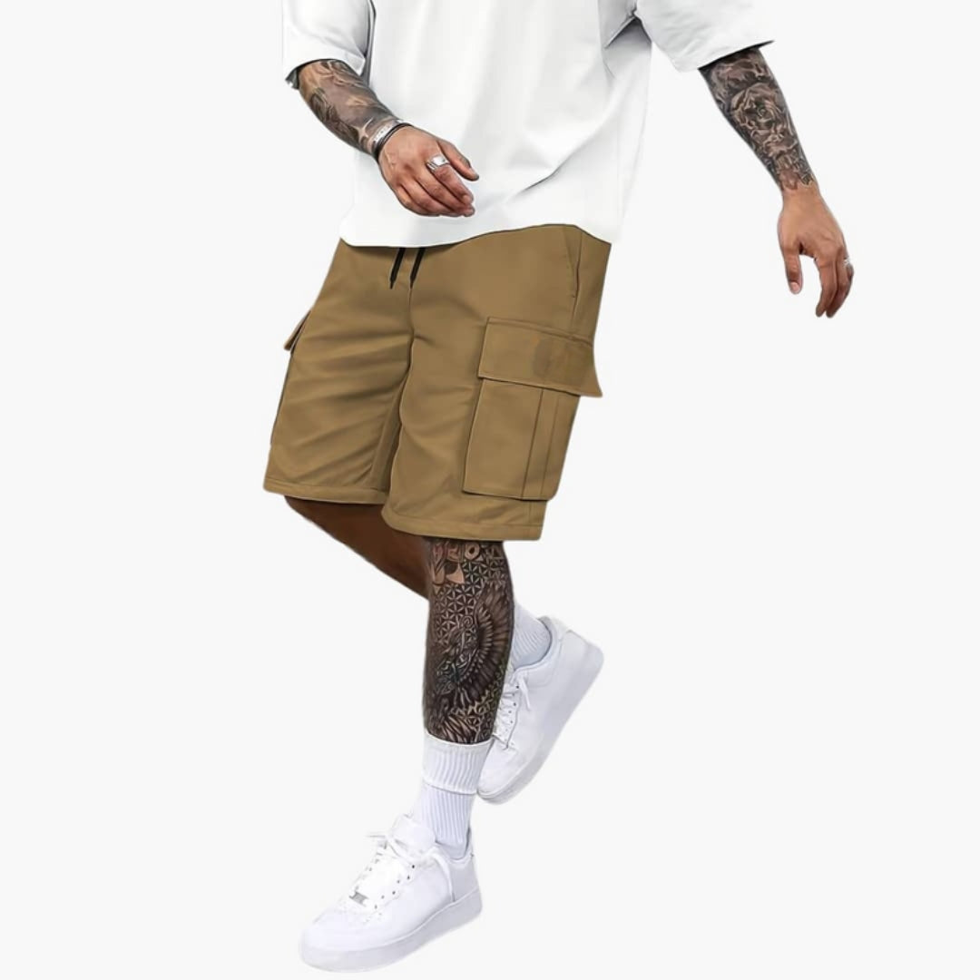 Short cargo homme a taille à cordon