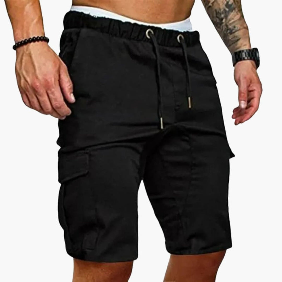 Short cargo homme avec taille à cordon ajustable