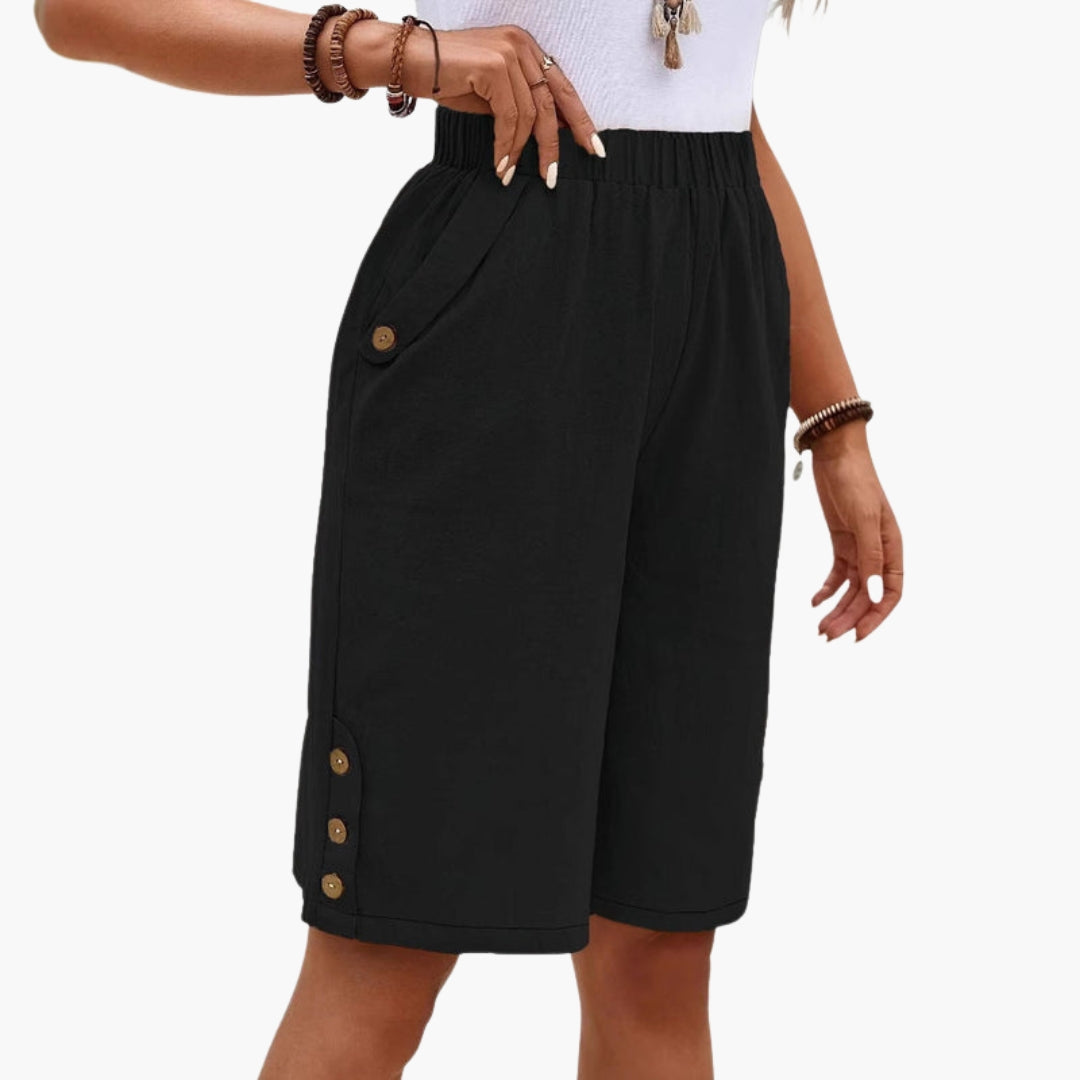 Pantaloncini estivi da donna con vita elastica e tasche laterali