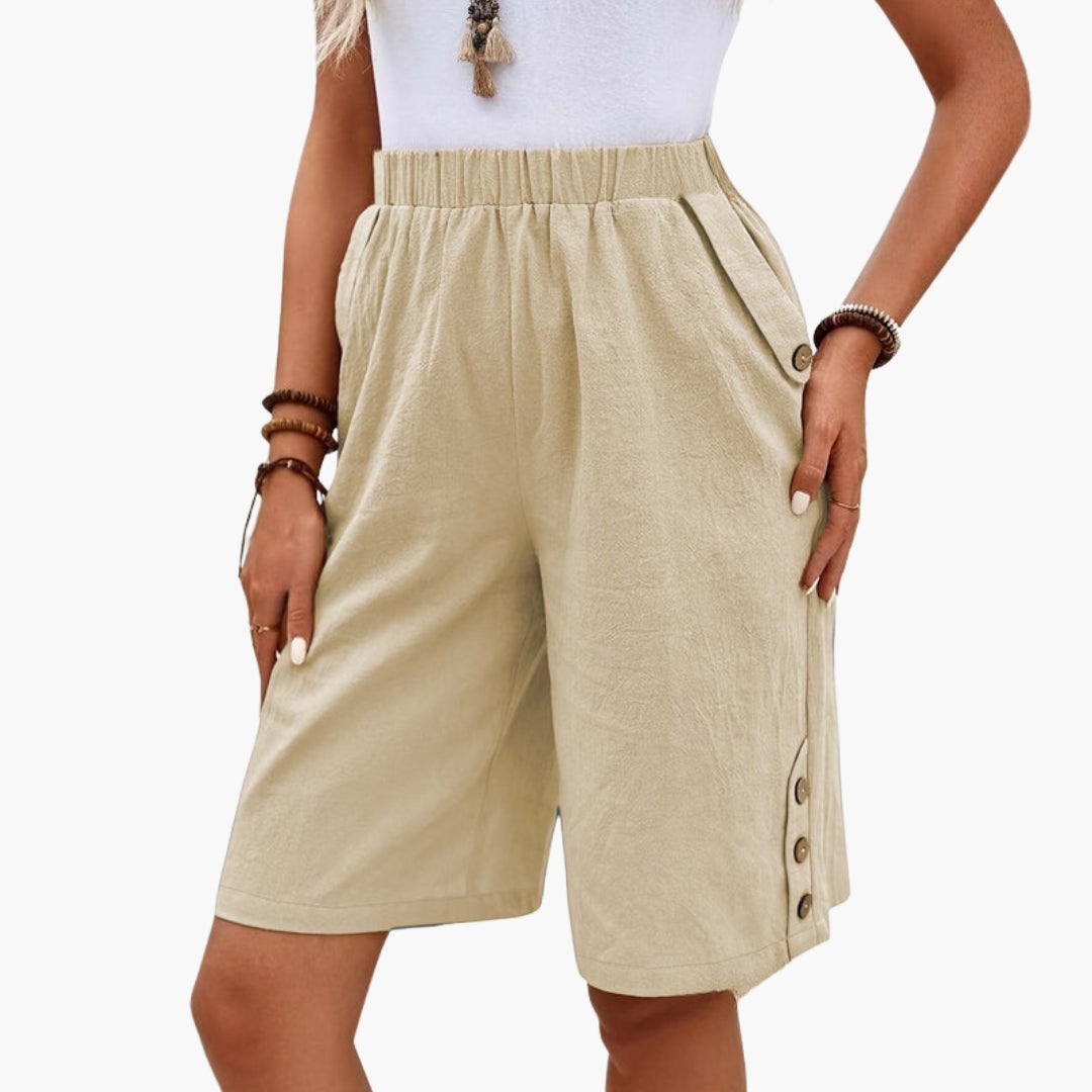 Pantaloncini estivi da donna con vita elastica e tasche laterali