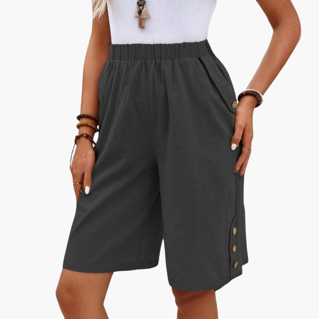 Pantaloncini estivi da donna con vita elastica e tasche laterali