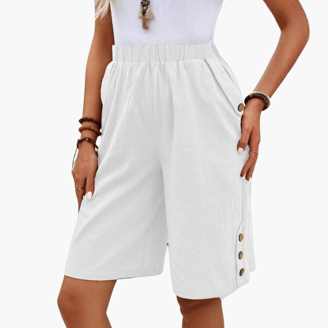 Pantaloncini estivi da donna con vita elastica e tasche laterali