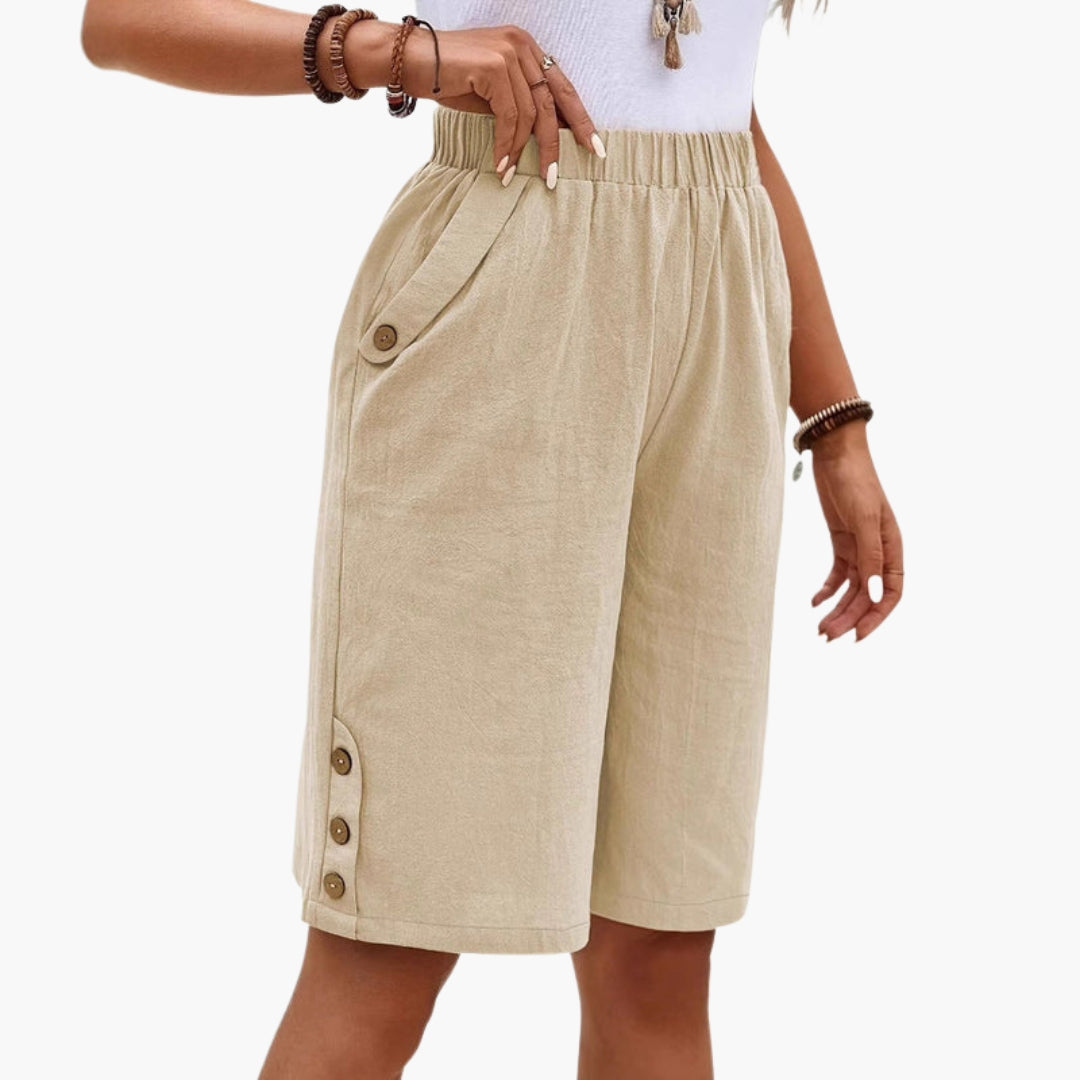 Pantaloncini estivi da donna con vita elastica e tasche laterali