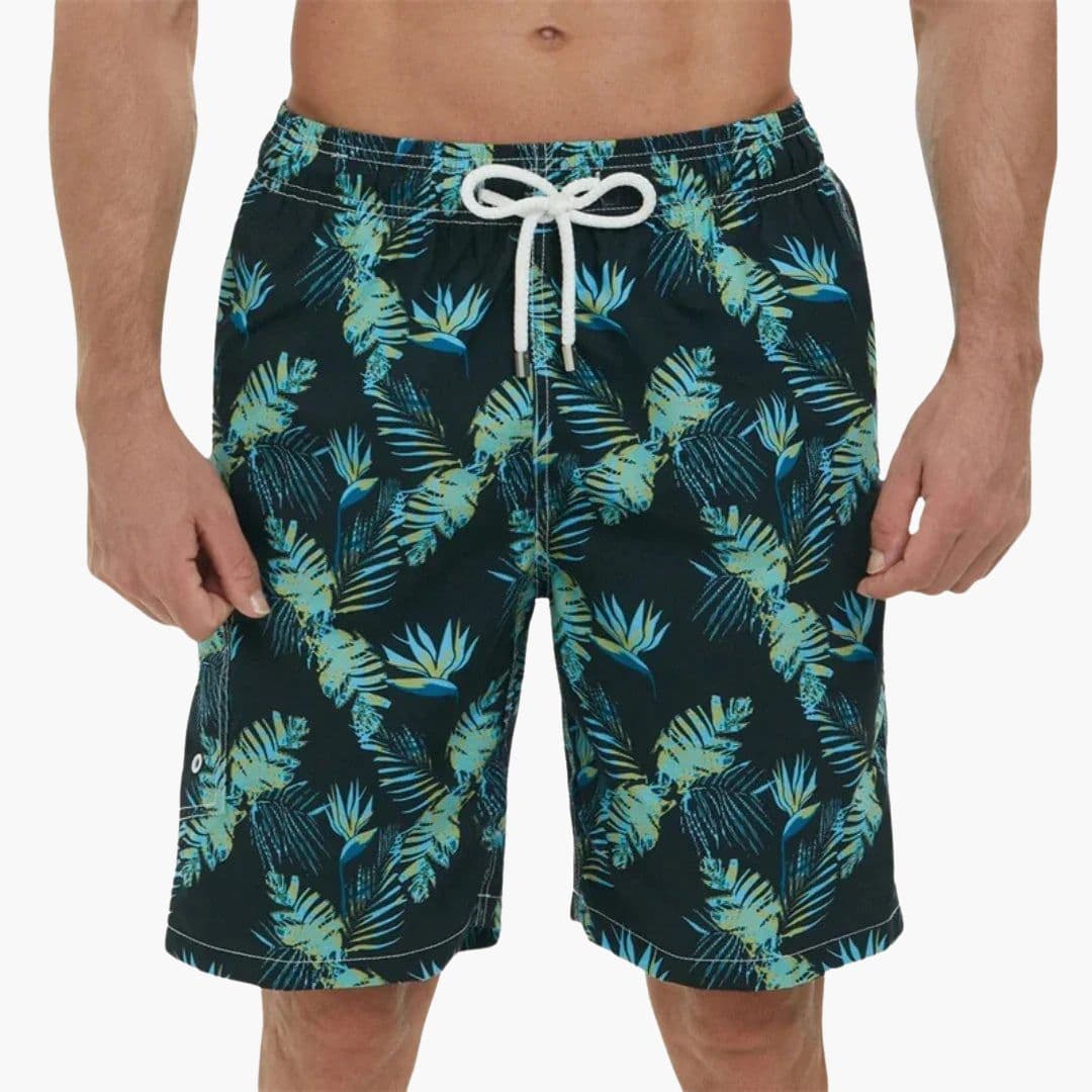 Short de bain homme à taille élastique avec cordon