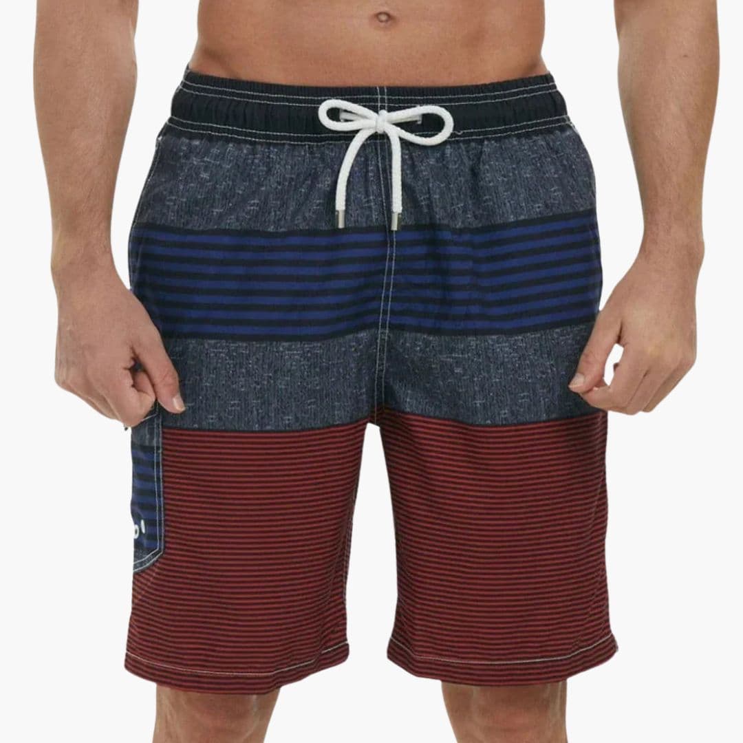 Short de bain homme à taille élastique avec cordon