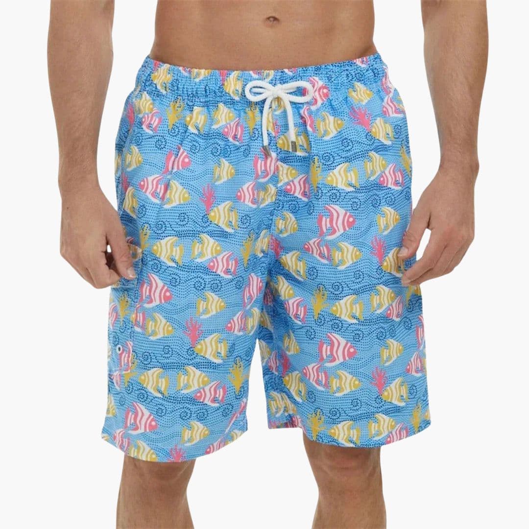 Short de bain homme à taille élastique avec cordon