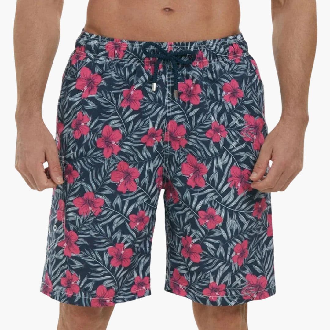 Short de bain homme à taille élastique avec cordon