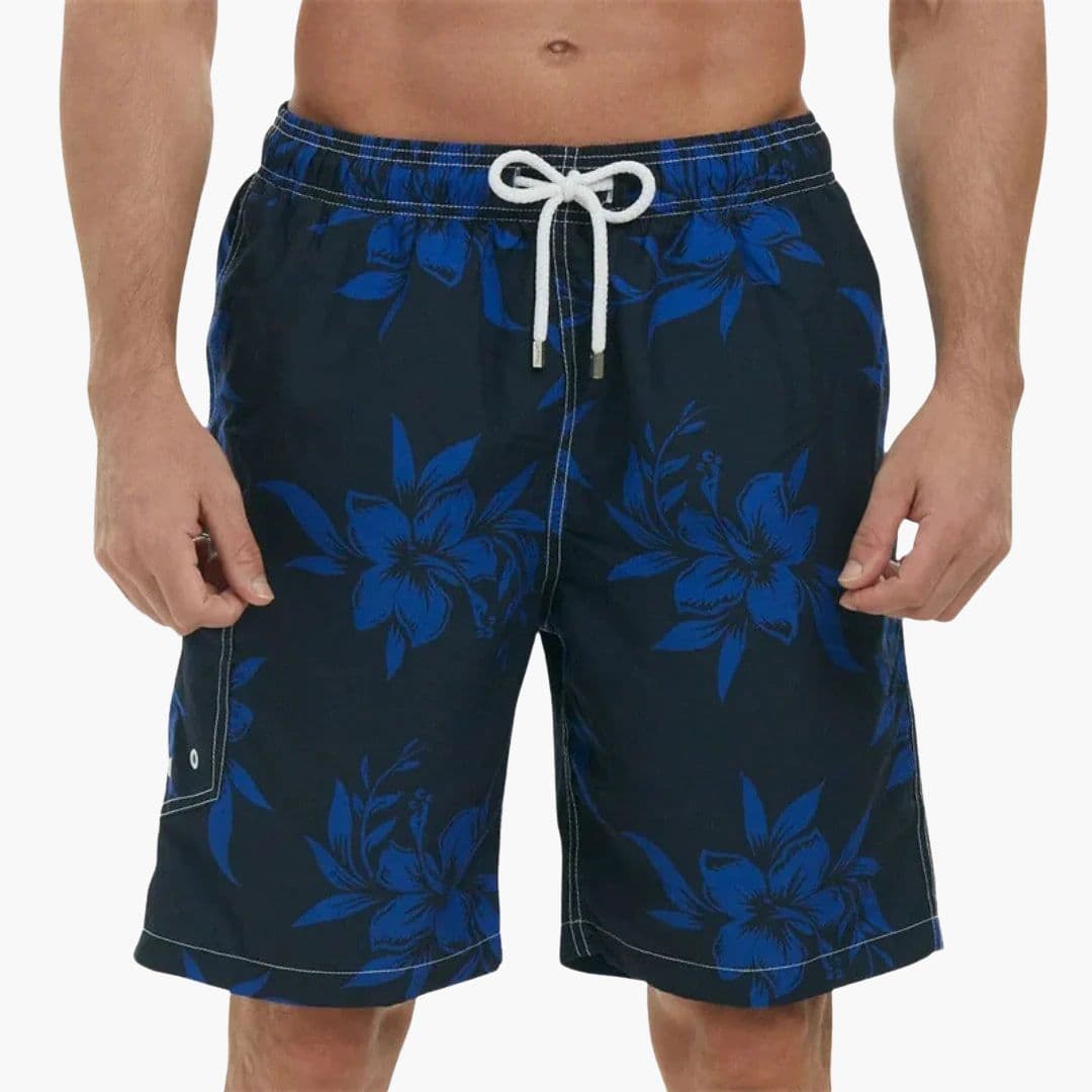 Short de bain homme à taille élastique avec cordon