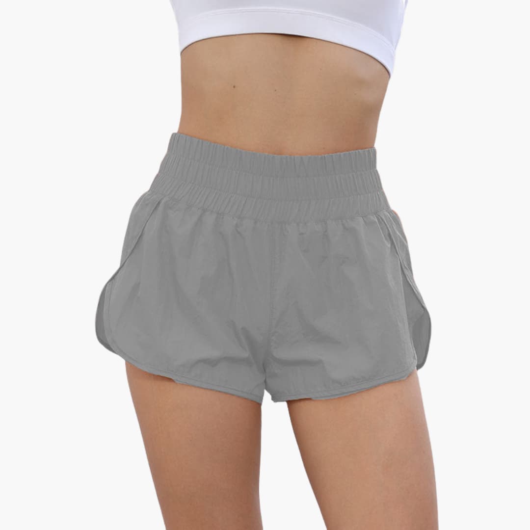 Women's running shorts with elastic waistband and side pockets