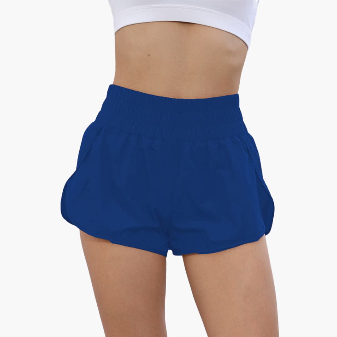 Women's running shorts with elastic waistband and side pockets
