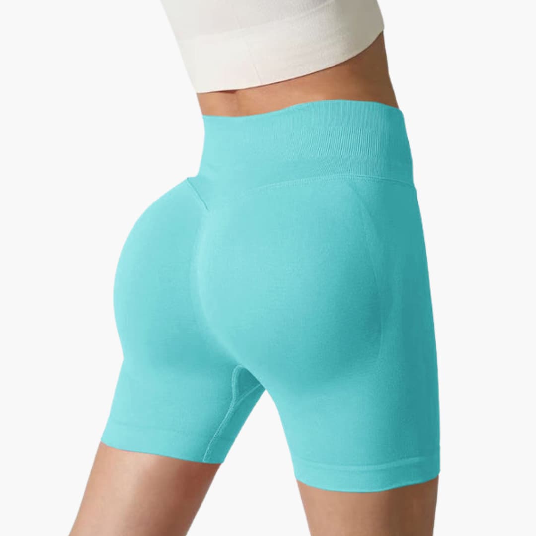 Short de desporto feminino de cintura alta com corte ajustado