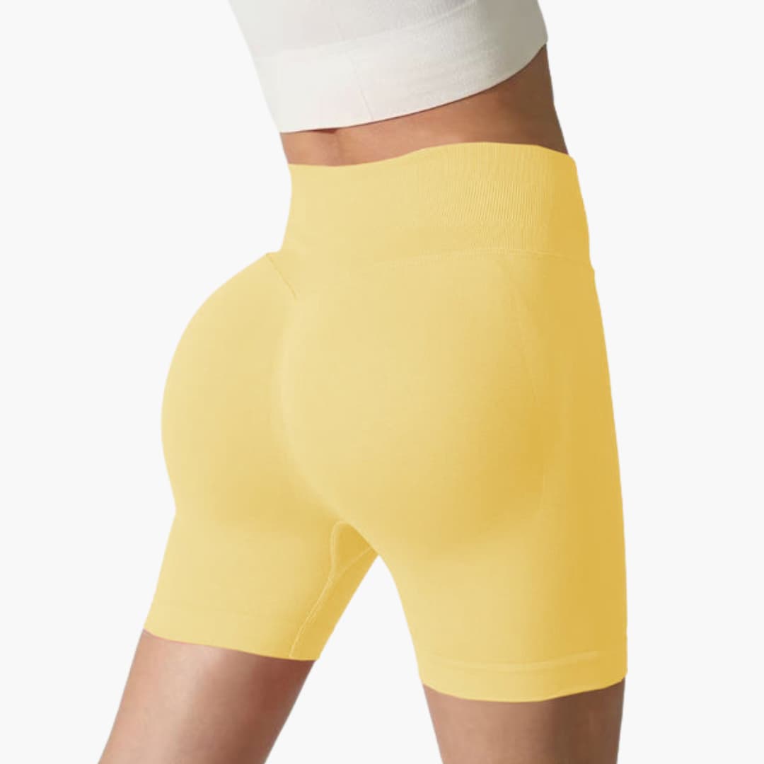 Short de desporto feminino de cintura alta com corte ajustado