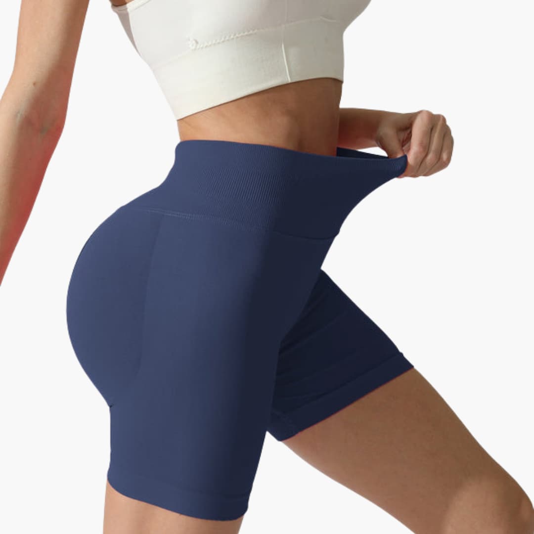 Short de desporto feminino de cintura alta com corte ajustado